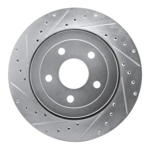 Jeep Grand Cherokee Brake Rotor (1) - Rear Left - R1 Concepts - Drilled & Slotted - Silver - `06-`10